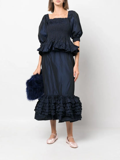 Ruffle-Detail Peplum Skirt
