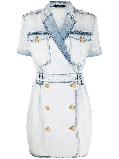 Double-Breasted Denim Dress