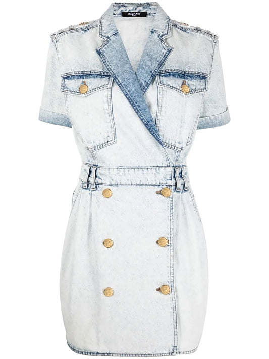 Double-Breasted Denim Dress