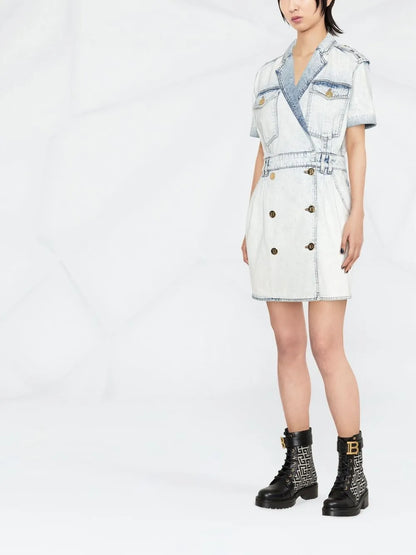 Double-Breasted Denim Dress