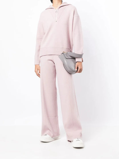 High-Waisted Knitted Trousers