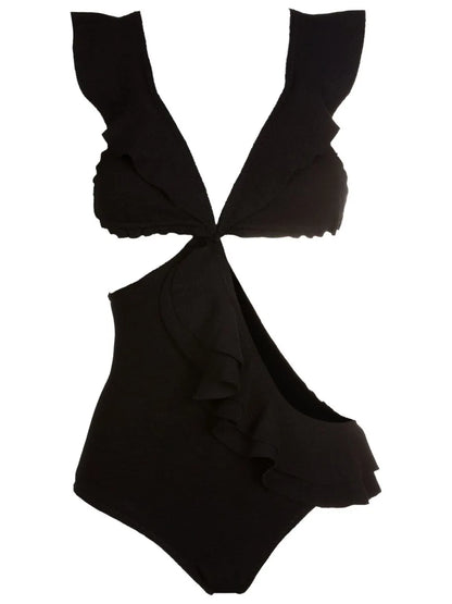 Ruffled Cut-Out Swimsuit