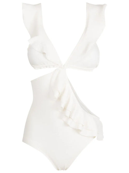 Ruffled Cut-Out Swimsuit
