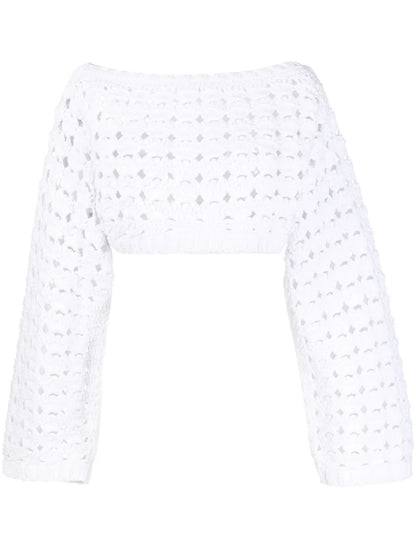 Cropped Open-Knit Jumper