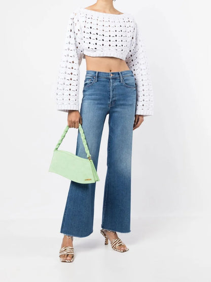 Cropped Open-Knit Jumper