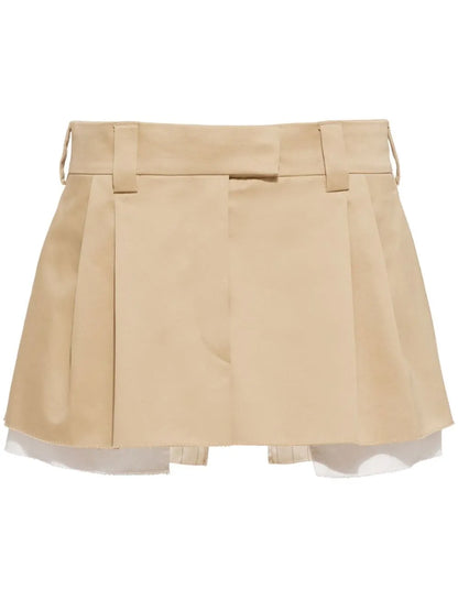 Embroidered-Logo Chino Miniskirt