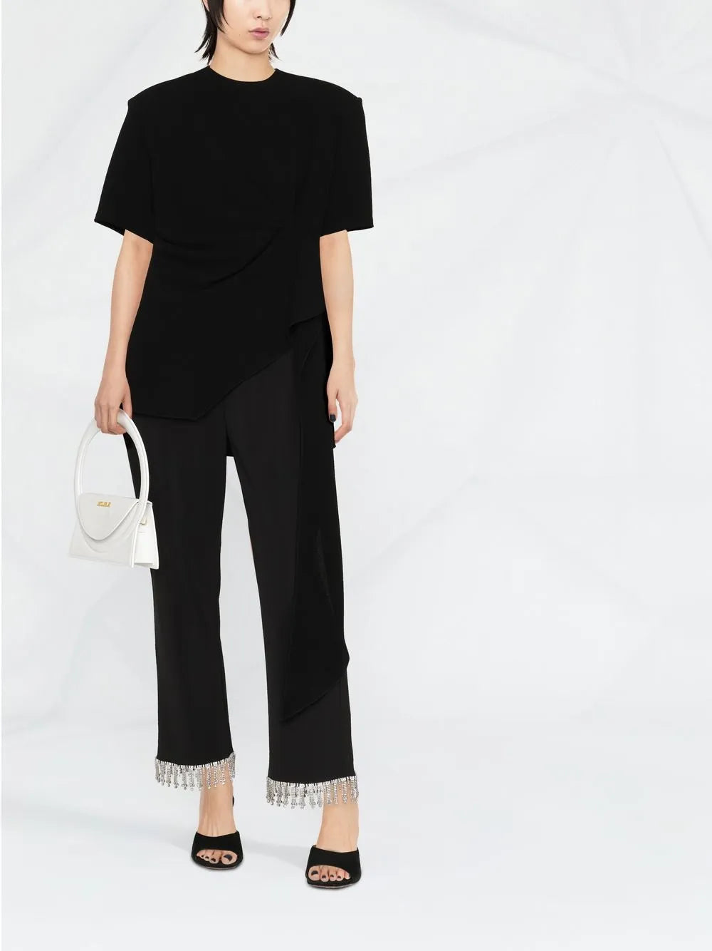 Draped Flared-Hem T-Shirt