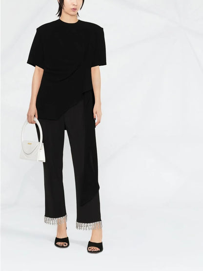 Draped Flared-Hem T-Shirt