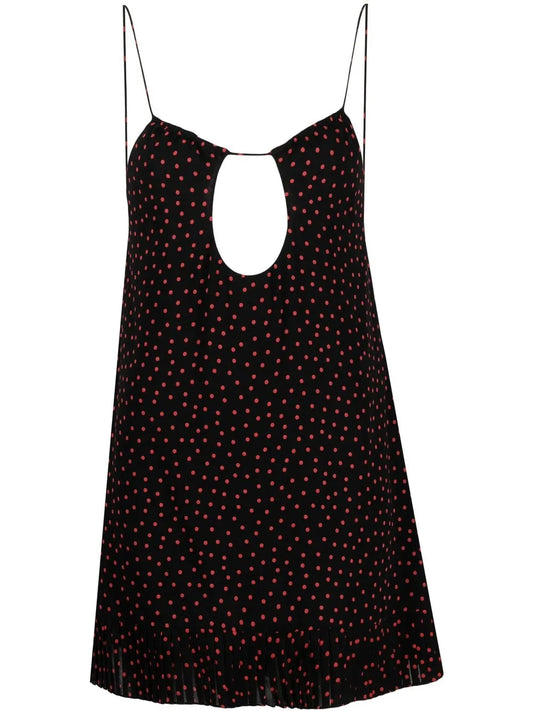 Polka-Dot Print Cut-Out Detail Mini Dress