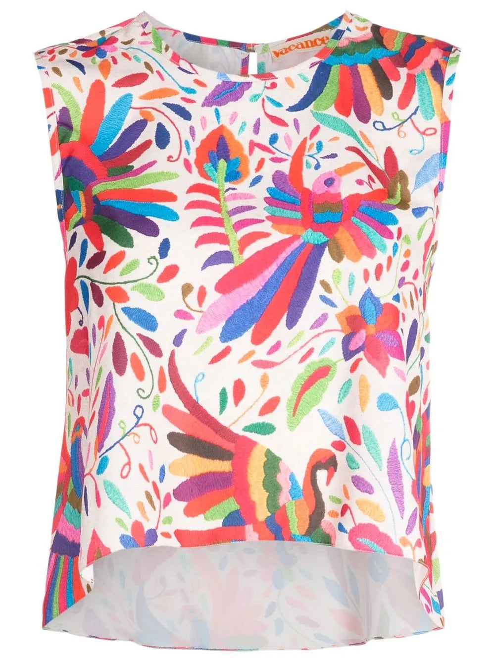 Abstract-Print Sleeveless Blouse