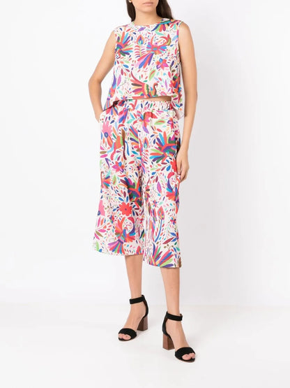 Abstract-Print Sleeveless Blouse
