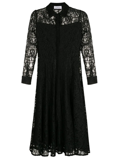 Branch Lace-Trim Midi Dress