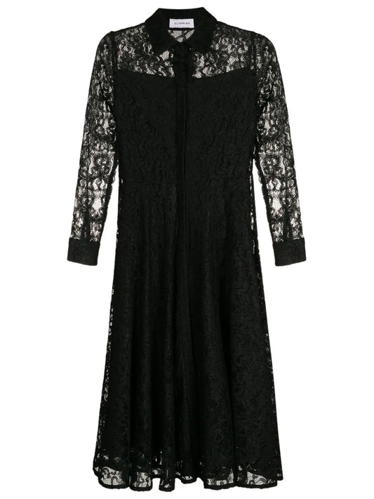 Branch Lace-Trim Midi Dress