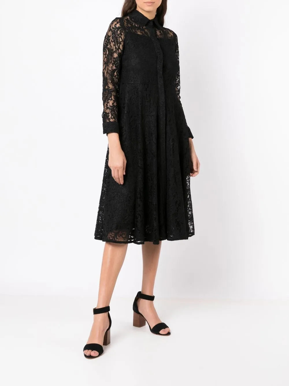 Branch Lace-Trim Midi Dress