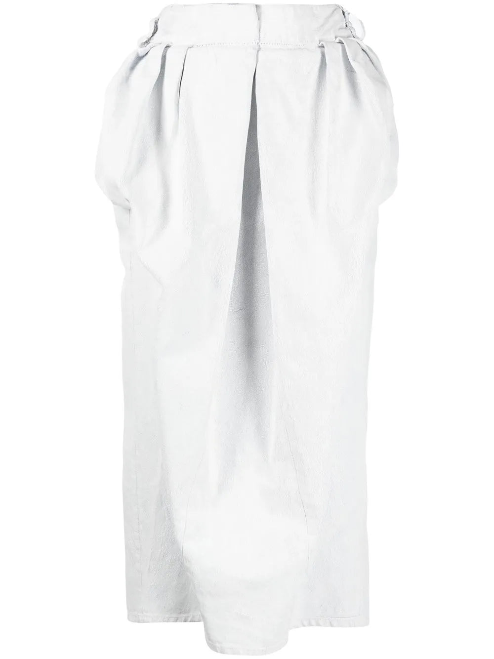 Gathered Denim Midi Skirt