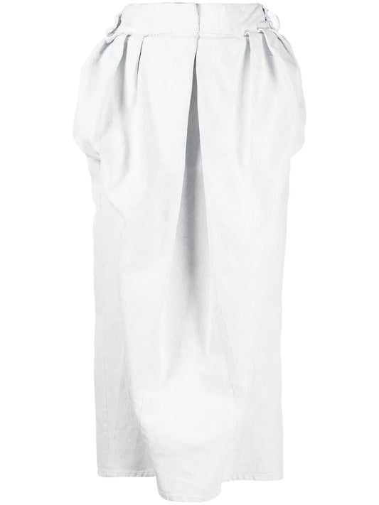 Gathered Denim Midi Skirt