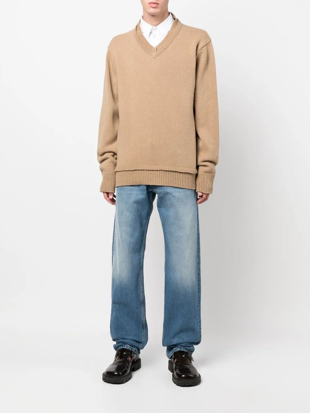 V-Neck Elbow-Patch Jumper