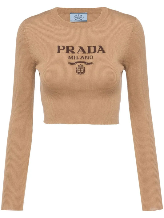 Intarsia-Knitted Logo Top