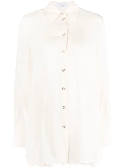 Pleat-Detail Long-Sleeve Shirt