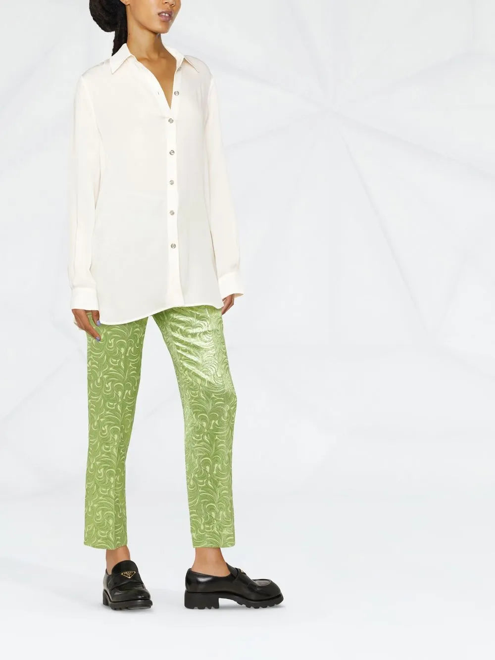 Pleat-Detail Long-Sleeve Shirt