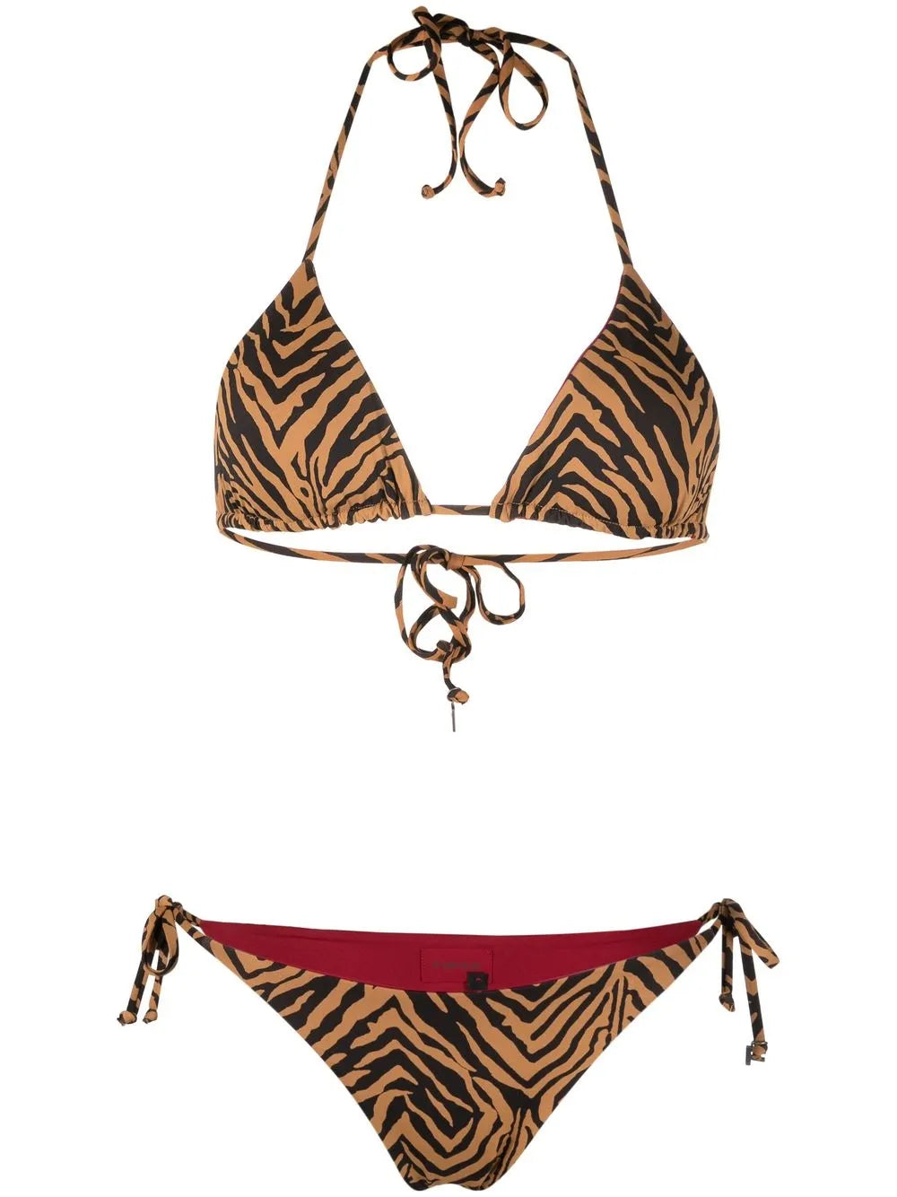 Tiger-Print Logo-Patch Bikini