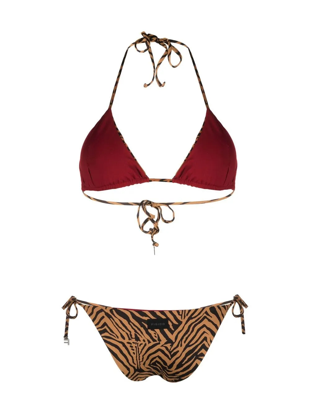 Tiger-Print Logo-Patch Bikini
