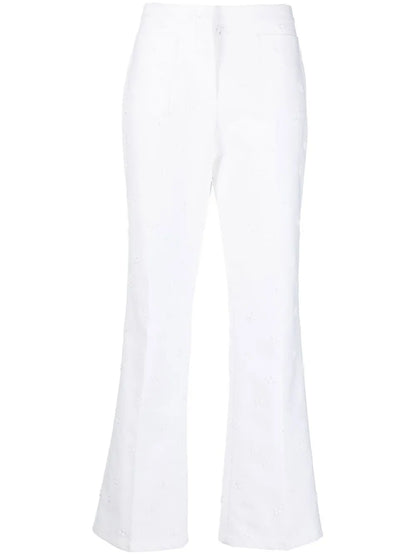 Embroidered Wide-Leg Trousers