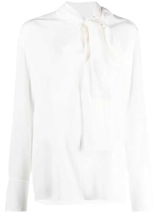 Pussy-Bow Silk Blouse