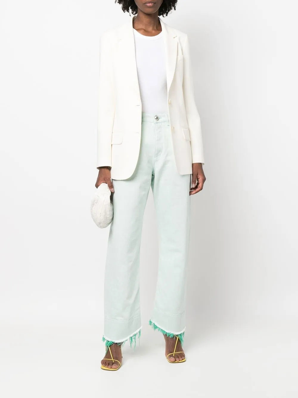 Frayed-Hem Wide-Leg Trousers