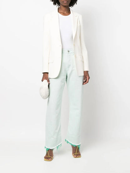 Frayed-Hem Wide-Leg Trousers