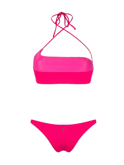 Ribbed Halterneck Bandeau Bikini