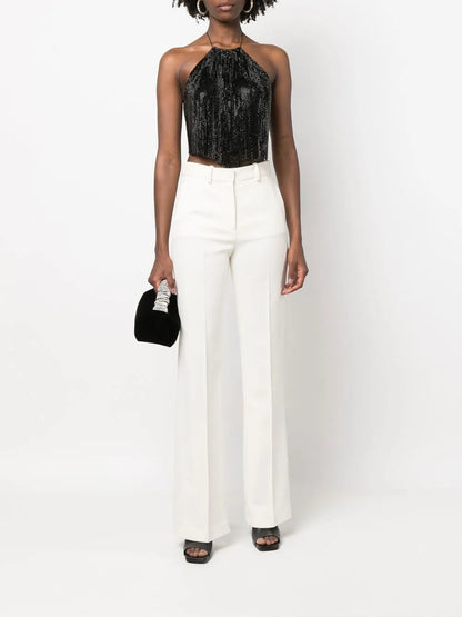 Rhinestone-Embellished Cropped Top