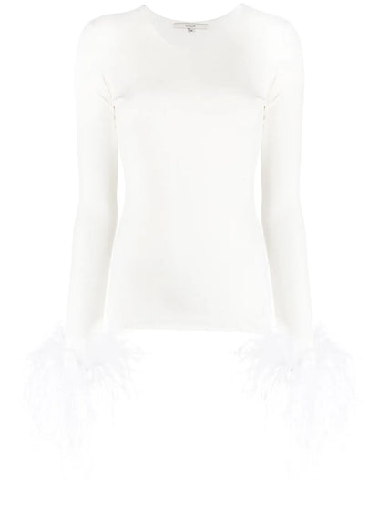 Elektra Feather-Trim Stretch Blouse