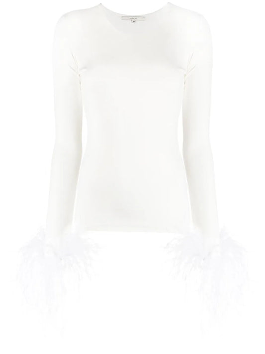 Elektra Feather-Trim Stretch Blouse