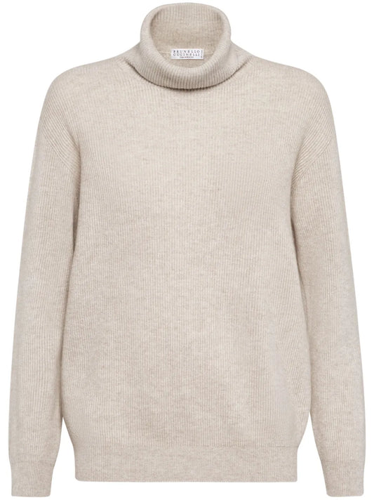 Ribbed Cashmere Roll-Neck Jumper