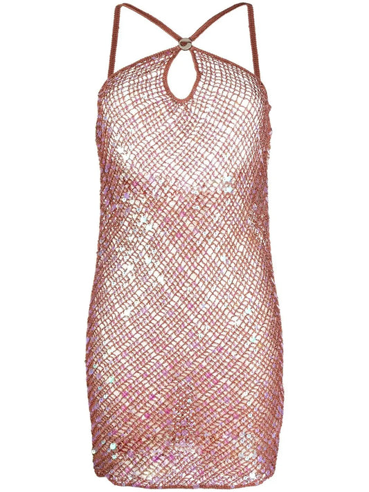 Sequin Crochet-Knit Dress