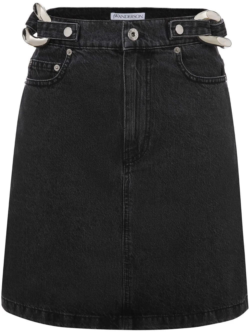 Chain-Link Detail Denim Skirt