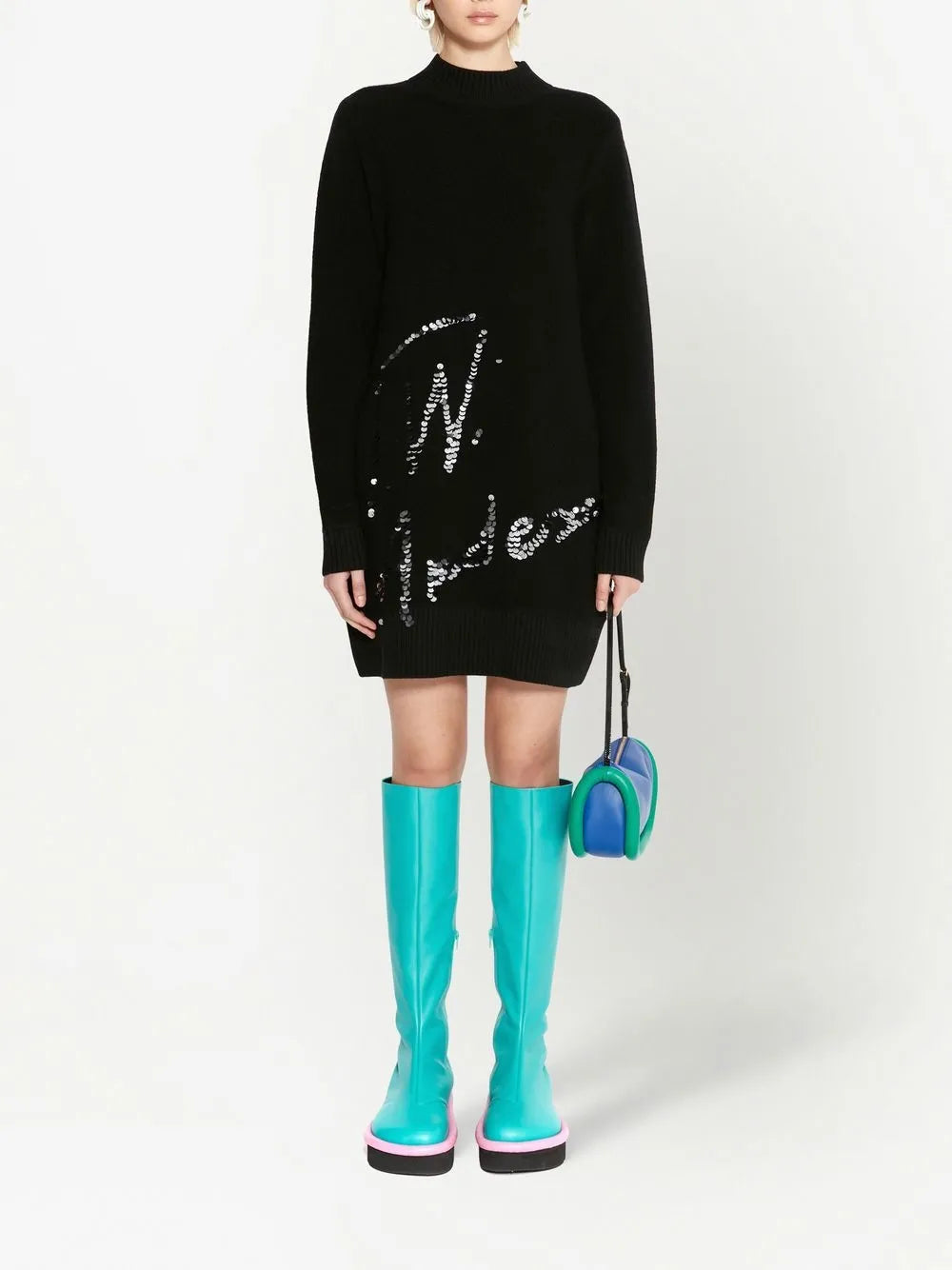 Sequins-Logo Knitted Minidress
