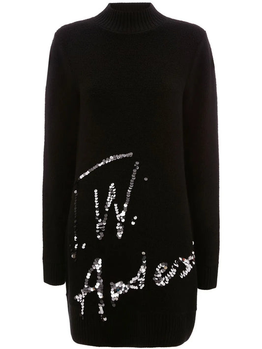 Sequins-Logo Knitted Minidress