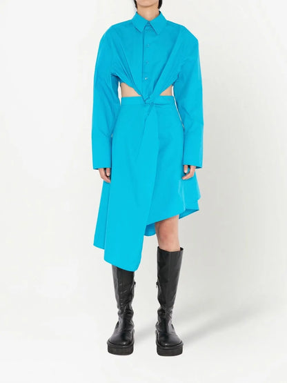 Twisted Cut-Out Shirt Dress