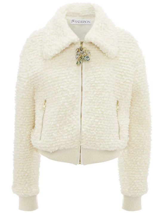Knitted Logo-Zipper Jacket