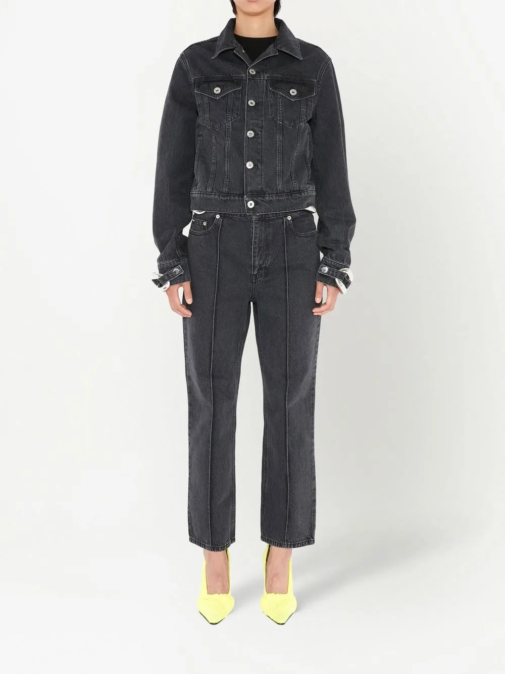 Chain-Link Detail Denim Jacket
