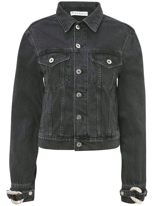Chain-Link Detail Denim Jacket