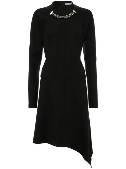 Chained Asymmetric-Hem Midi-Dress