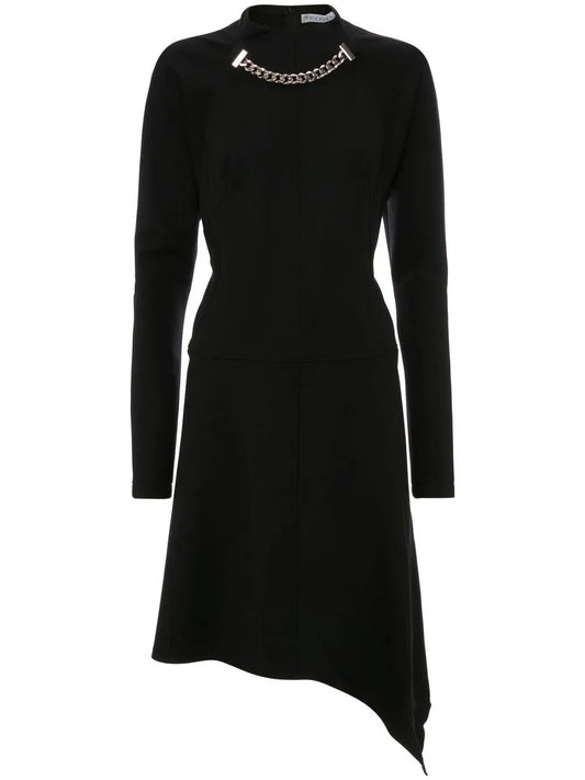 Chained Asymmetric-Hem Midi-Dress