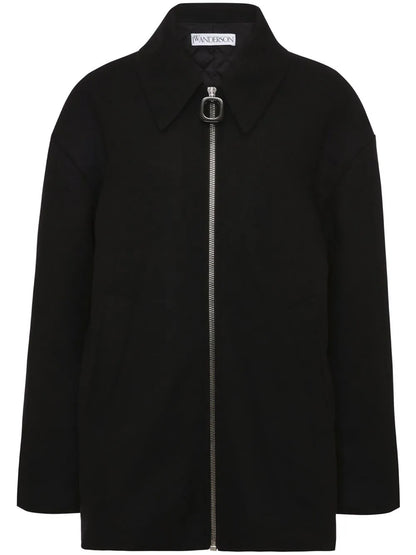 Zip-Front Wool-Blend Coat