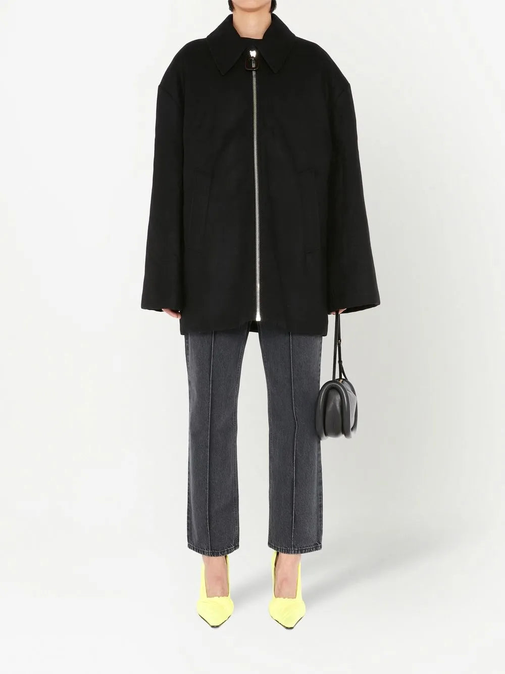 Zip-Front Wool-Blend Coat