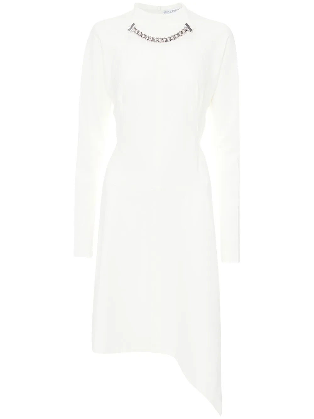 Chain-Neck Asymmetric-Hem Dress