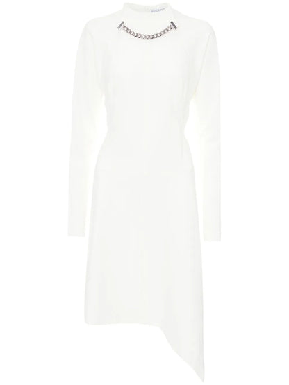Chain-Neck Asymmetric-Hem Dress