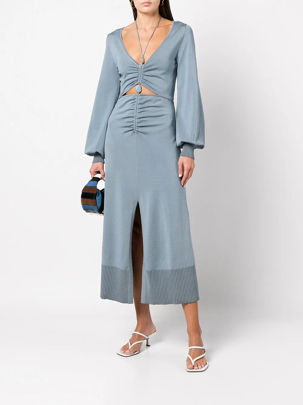 Ruched Cut-Out Midi Dress